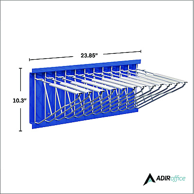 AdirOffice Large File Blueprint Pivot Wall Rack, Assorted Document Sizes Accommodated, 11" x 15.8" x 23.9", Blue (ALHI617BLU)