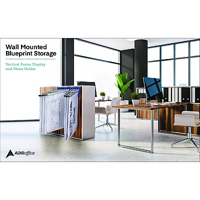 AdirOffice Large File Blueprint Pivot Wall Rack, Assorted Document Sizes Accommodated, 11" x 15.8" x 23.9", Blue (ALHI617BLU)