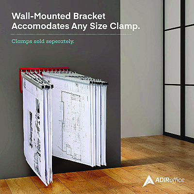 AdirOffice Large File Blueprint Pivot Wall Rack, Assorted Document Sizes Accommodated, 11" x 15.8" x 23.9", Red (ALHI617RED)