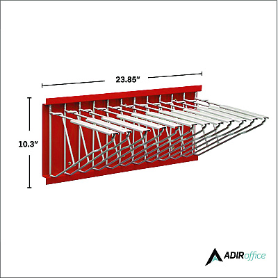 AdirOffice Large File Blueprint Pivot Wall Rack, Assorted Document Sizes Accommodated, 11" x 15.8" x 23.9", Red (ALHI617RED)