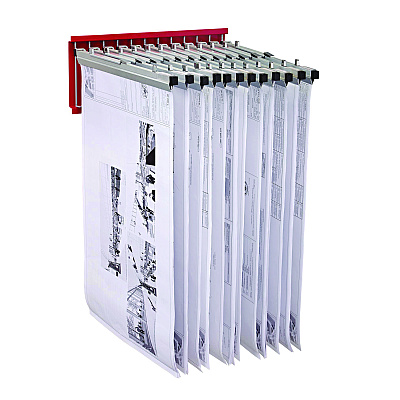AdirOffice Large File Blueprint Pivot Wall Rack, Assorted Document Sizes Accommodated, 11" x 15.8" x 23.9", Red (ALHI617RED)