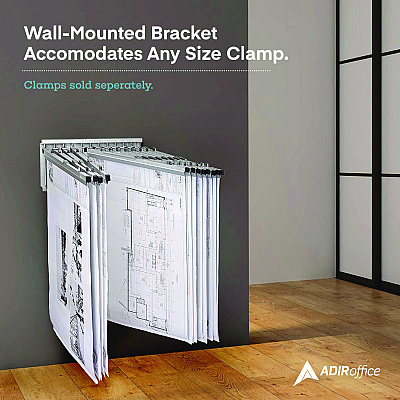 AdirOffice Large File Blueprint Pivot Wall Rack, Assorted Document Sizes Accommodated, 11" x 15.8" x 23.9", White (ALHI617WHI)