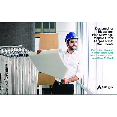 AdirOffice Large File Blueprint Pivot Wall Rack, Assorted Document Sizes Accommodated, 11" x 15.8" x 23.9", White (ALHI617WHI)