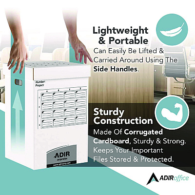 AdirOffice 16 Slot Blueprint Rolled File Upright Storage Box, 16 Compartments, 17.5 x 17.5 x 25, White (ALHI622)