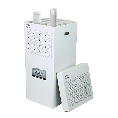 AdirOffice 16 Slot Blueprint Rolled File Upright Storage Box, 16 Compartments, 17.5 x 17.5 x 37, White (ALHI623)
