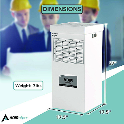 AdirOffice 16 Slot Blueprint Rolled File Upright Storage Box, 16 Compartments, 17.5 x 17.5 x 37, White (ALHI623)