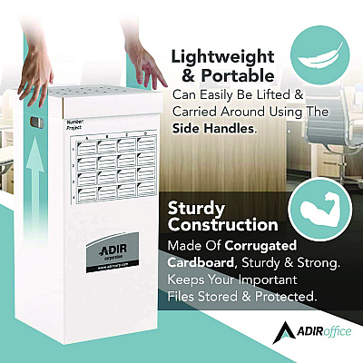 AdirOffice 16 Slot Blueprint Rolled File Upright Storage Box, 16 Compartments, 17.5 x 17.5 x 37, White (ALHI623)