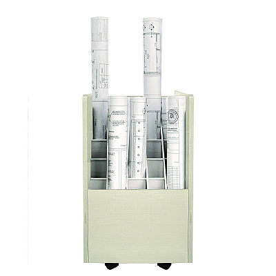 AdirOffice 20-Slot Mobile Rolling Wood Blueprint Storage Cabinet Roll File Large Document Organizer, 15.25 x 13.25 x 24.75, White (ALHI624WHI)