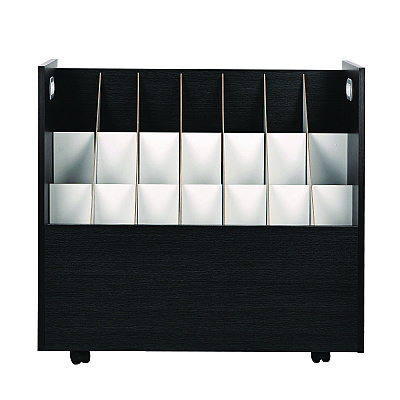 AdirOffice 21-Slot Mobile Rolling Wood Blueprint Storage Cabinet Roll File Large Document Organizer, 30 x 15.75 x 28.5, Black (ALHI625BLK)