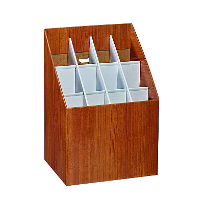 AdirOffice Upright Blueprint Rolled File Corrugated Box, 12 Compartments, 15 x 12 x 22, Oak (ALHI627)