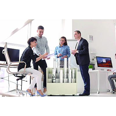 AdirOffice 21-Slot Mobile Rolling Wood Blueprint Storage Cabinet Roll File Large Document Organizer, 30 x 15.75 x 28.5, White (ALHI625WHI)