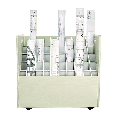 AdirOffice 50-Compartment Mobile Wood Blueprint Rolled File Storage Organizer, 50 Compartments, 30 x 15.75 x 28.5, White (ALHI626WHI)