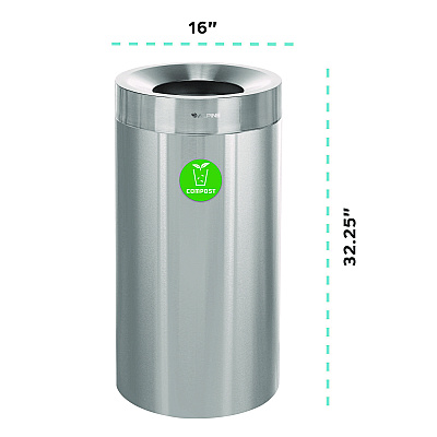 Alpine 27 Gallon Stainless Steel Compost Can, Brushed Stainless Steel (ALHALP47527CO)