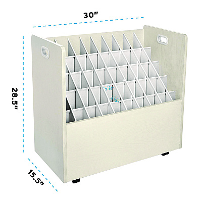 AdirOffice 50-Compartment Mobile Wood Blueprint Rolled File Storage Organizer, 50 Compartments, 30 x 15.75 x 28.5, White (ALHI626WHI)