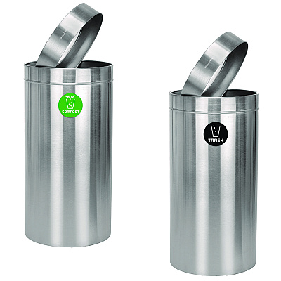 Alpine 27 Gallon Stainless Steel Compost Bin and Trash Can, Brushed Stainless Steel (ALHALP47527COT)
