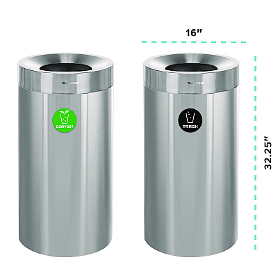 Alpine 27 Gallon Stainless Steel Compost Bin and Trash Can, Brushed Stainless Steel (ALHALP47527COT)