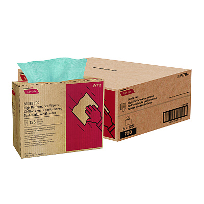 Cascades PRO Tuff-Job S700 High Performance Wipers, Blue, 9.75 x 16.75, 125/Box, 6 Boxes/Carton (CSDW711)