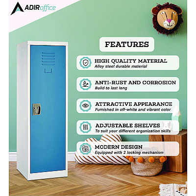 AdirOffice Steel Storage Locker, 1 Compartment, 15 x 15 x 48, Blue (ALHI62901BLU)