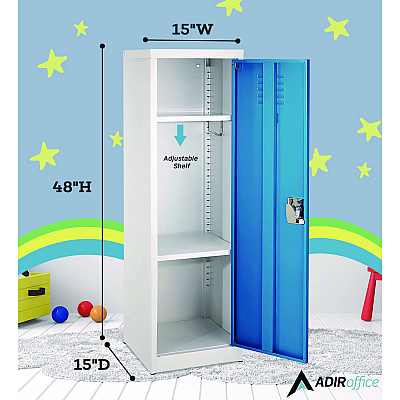 AdirOffice Steel Storage Locker, 1 Compartment, 15 x 15 x 48, Blue (ALHI62901BLU)