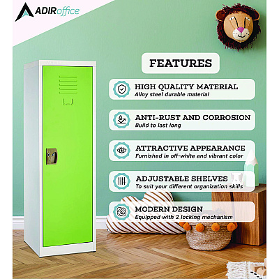 AdirOffice Steel Storage Locker, 1 Compartment, 15 x 15 x 48, Green (ALHI62901GRN)