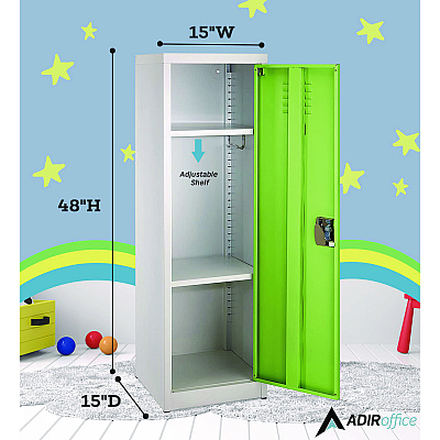 AdirOffice Steel Storage Locker, 1 Compartment, 15 x 15 x 48, Green (ALHI62901GRN)
