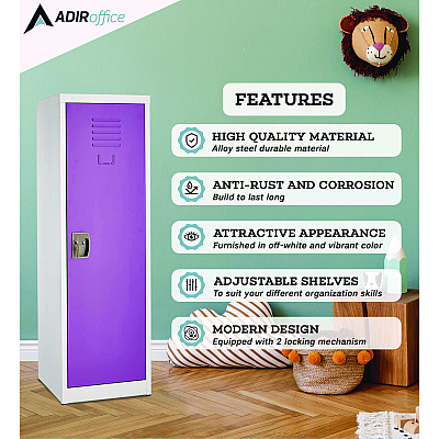 AdirOffice Steel Storage Locker, 1 Compartment, 15 x 15 x 48, Purple (ALHI62901PUR)