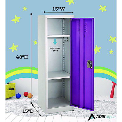 AdirOffice Steel Storage Locker, 1 Compartment, 15 x 15 x 48, Purple (ALHI62901PUR)