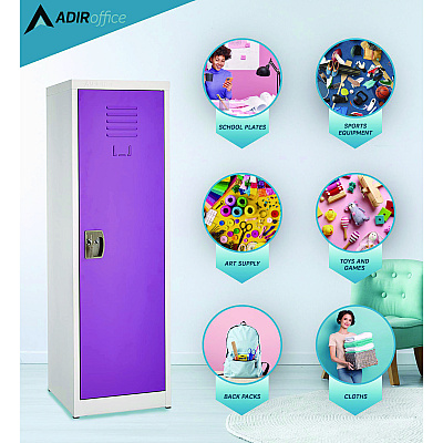 AdirOffice Steel Storage Locker, 1 Compartment, 15 x 15 x 48, Purple (ALHI62901PUR)