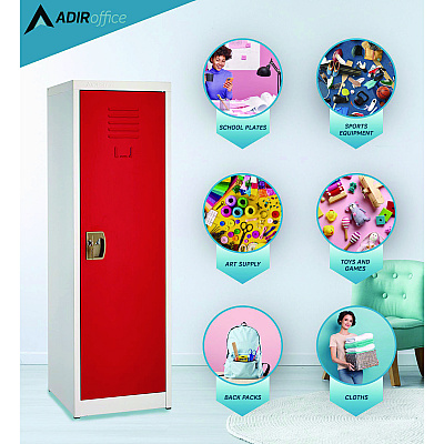 AdirOffice Steel Storage Locker, 1 Compartment, 15 x 15 x 48, Red (ALHI62901RED)