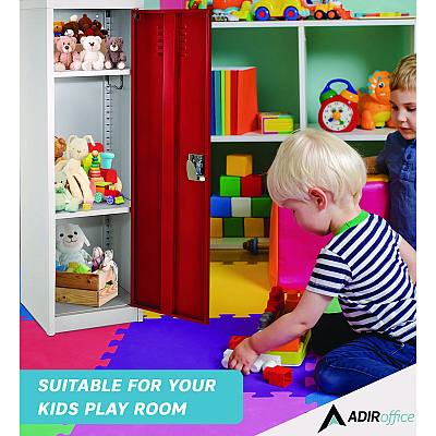 AdirOffice Steel Storage Locker, 1 Compartment, 15 x 15 x 48, Red (ALHI62901RED)