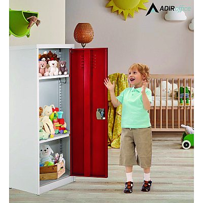AdirOffice Steel Storage Locker, 1 Compartment, 15 x 15 x 48, Red (ALHI62901RED)