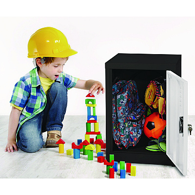 AdirOffice Steel Storage Locker, 1 Compartment, 15 x 15 x 24, Black Body/White Doors (ALHI62902BW)