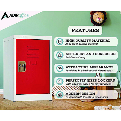 AdirOffice Steel Storage Locker, 1 Compartment, 15 x 15 x 24, Red (ALHI62902RED)