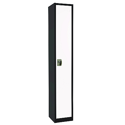 AdirOffice Steel Storage Locker, 1 Compartment, 12 x 12 x 72, Black Body/White Doors (ALHI629201BW)