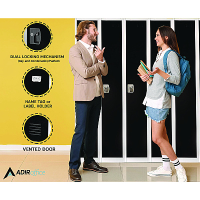 AdirOffice Steel Storage Locker, 1 Compartment, 12 x 12 x 72, Black (ALHI629201BLK)