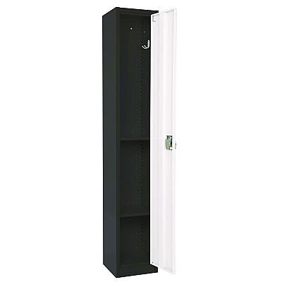 AdirOffice Steel Storage Locker, 1 Compartment, 12 x 12 x 72, Black Body/White Doors (ALHI629201BW)