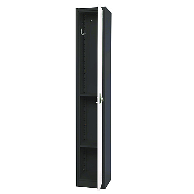 AdirOffice Steel Storage Locker, 1 Compartment, 12 x 12 x 72, Black Body/White Doors (ALHI629201BW)