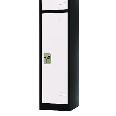 AdirOffice Steel Storage Locker, 1 Compartment, 12 x 12 x 72, Black Body/White Doors (ALHI629201BW)