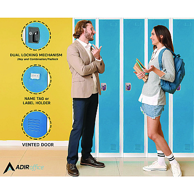 AdirOffice Steel Storage Locker, 1 Compartment, 12 x 12 x 72, Blue (ALHI629201BLU)