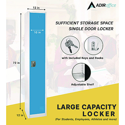 AdirOffice Steel Storage Locker, 1 Compartment, 12 x 12 x 72, Blue (ALHI629201BLU)