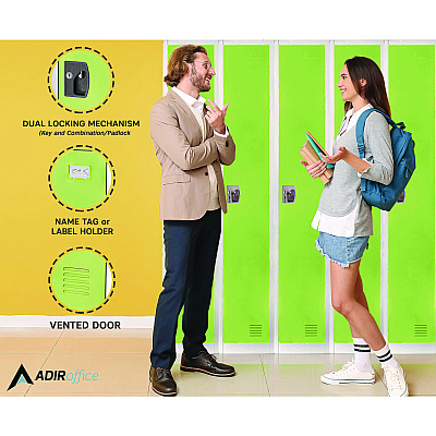 AdirOffice Steel Storage Locker, 1 Compartment, 12 x 12 x 72, Green (ALHI629201GRN)