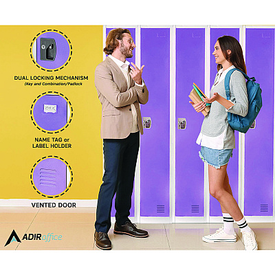 AdirOffice Steel Storage Locker, 1 Compartment, 12 x 12 x 72, Purple (ALHI629201PUR)
