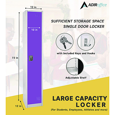 AdirOffice Steel Storage Locker, 1 Compartment, 12 x 12 x 72, Purple (ALHI629201PUR)