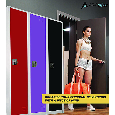 AdirOffice Steel Storage Locker, 1 Compartment, 12 x 12 x 72, Red (ALHI629201RED)