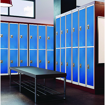 AdirOffice Steel Storage Locker, 2 Compartment, 12 x 12 x 72, Blue (ALHI629202BLU)