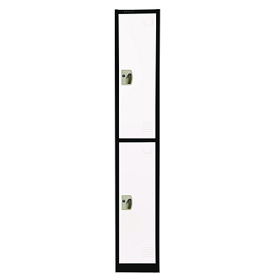 AdirOffice Steel Storage Locker, 2 Compartment, 12 x 12 x 72, Black Body/White Doors (ALHI629202BW)
