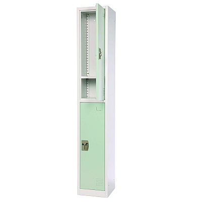 AdirOffice Steel Storage Locker, 2 Compartment, 12 x 12 x 72, Misty Green (ALHI629202MGRN)