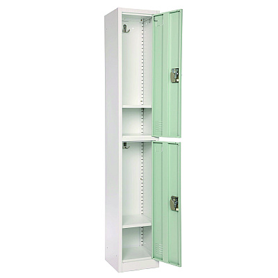 AdirOffice Steel Storage Locker, 2 Compartment, 12 x 12 x 72, Misty Green (ALHI629202MGRN)