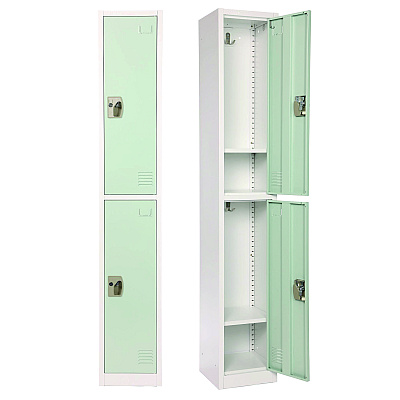 AdirOffice Steel Storage Locker, 2 Compartment, 12 x 12 x 72, Misty Green (ALHI629202MGRN)