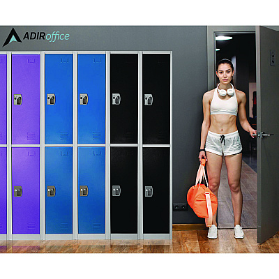 AdirOffice Steel Storage Locker, 2 Compartment, 12 x 12 x 72, Purple (ALHI629202PUR)